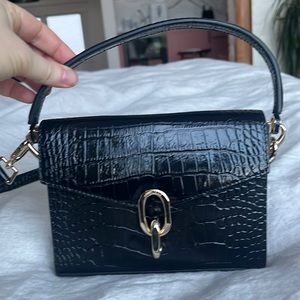 Anine Bing black embossed crocodile handbag. Never used